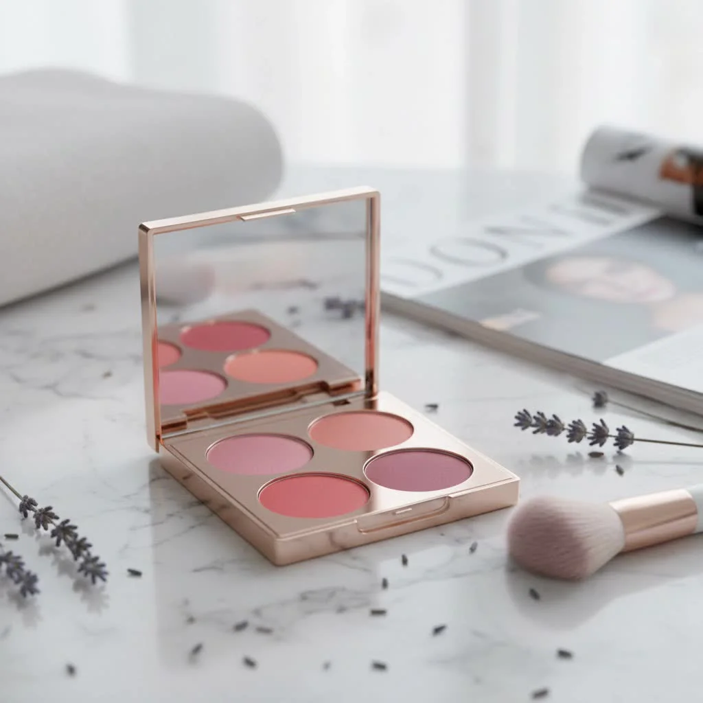 Highlighter bronzer blush palette for a sculpted, glowing complexion