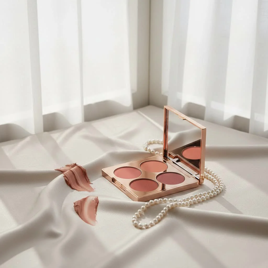 Assortment of blush makeup palettes with various shades