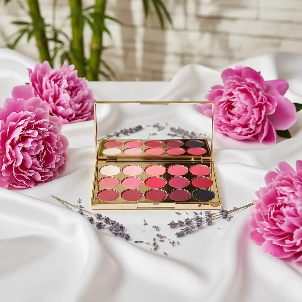 Cream blush and contour palette with various shades