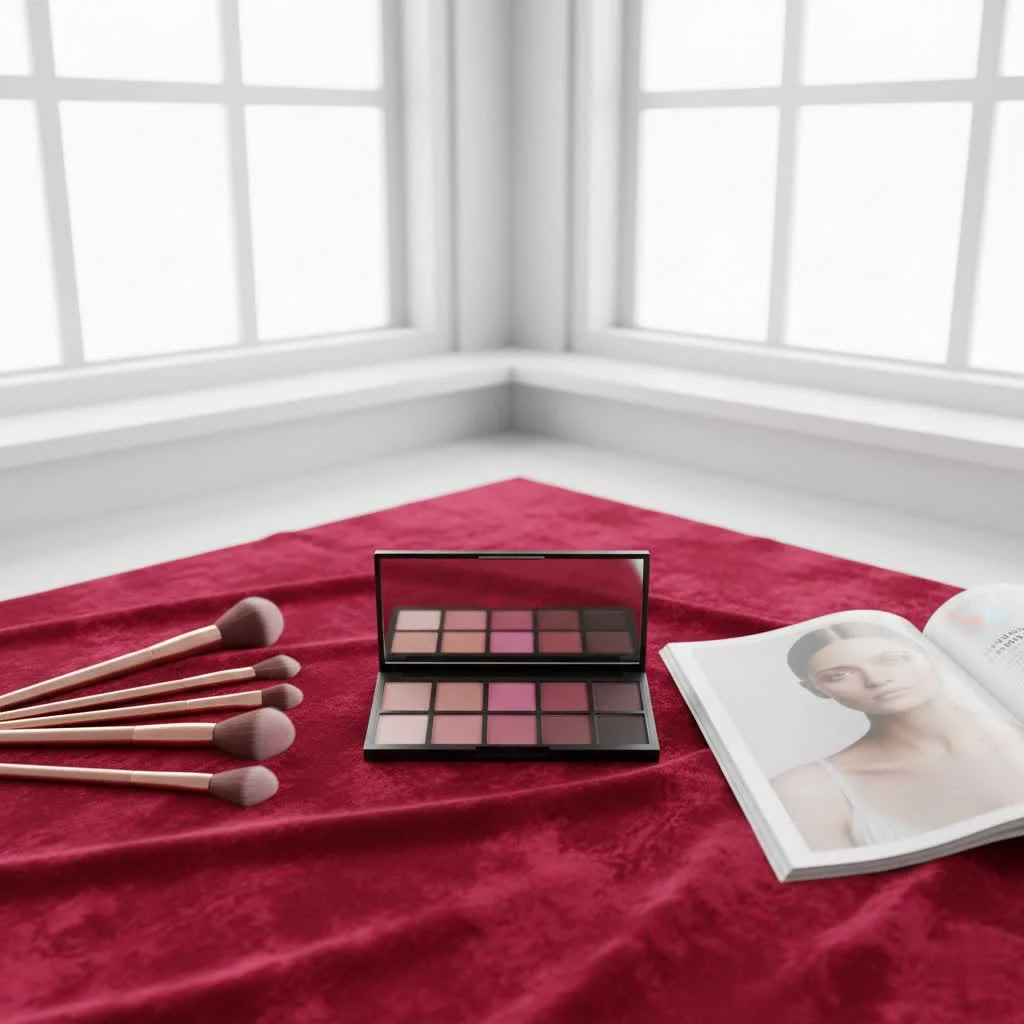 Makeup palette with blush and highlighter shades