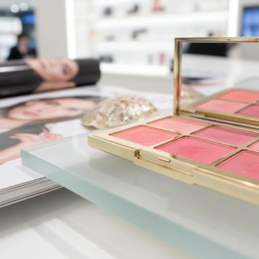 Blush highlighter palette with various shades